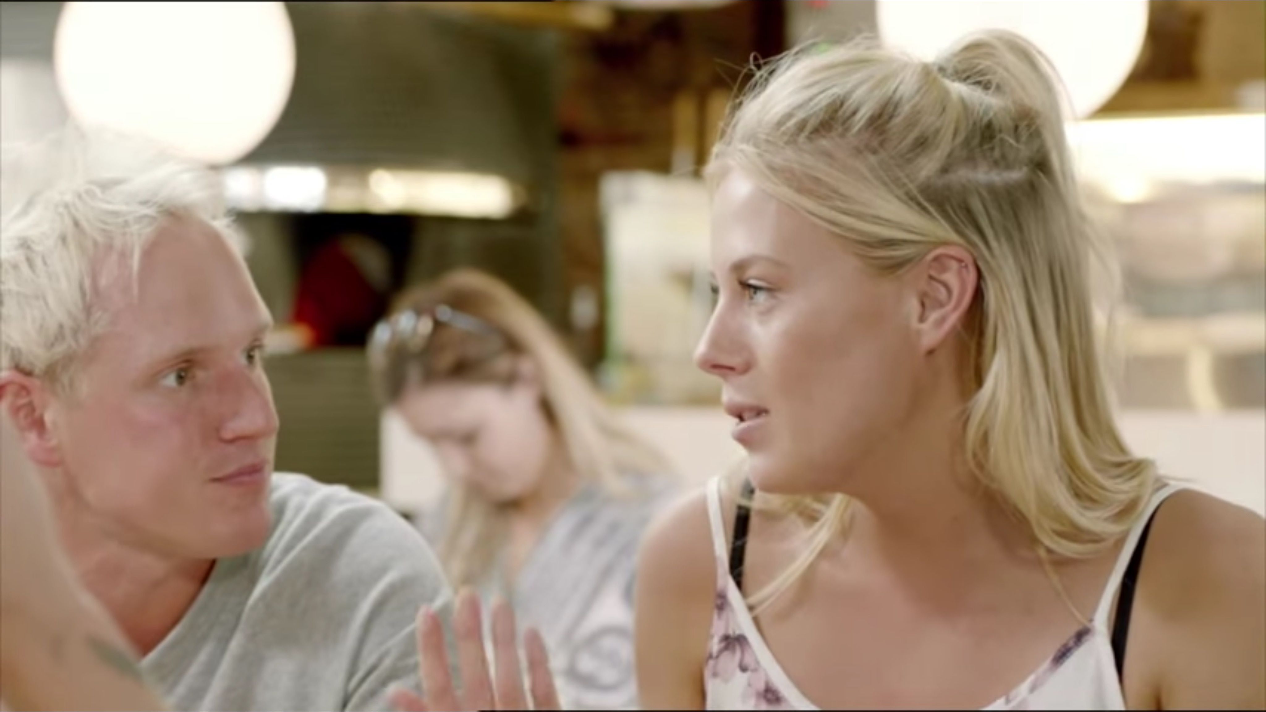 Image may contain: made in chelsea cheating, made in chelsea, Restaurant, Face, Female, Dating, Human, Person