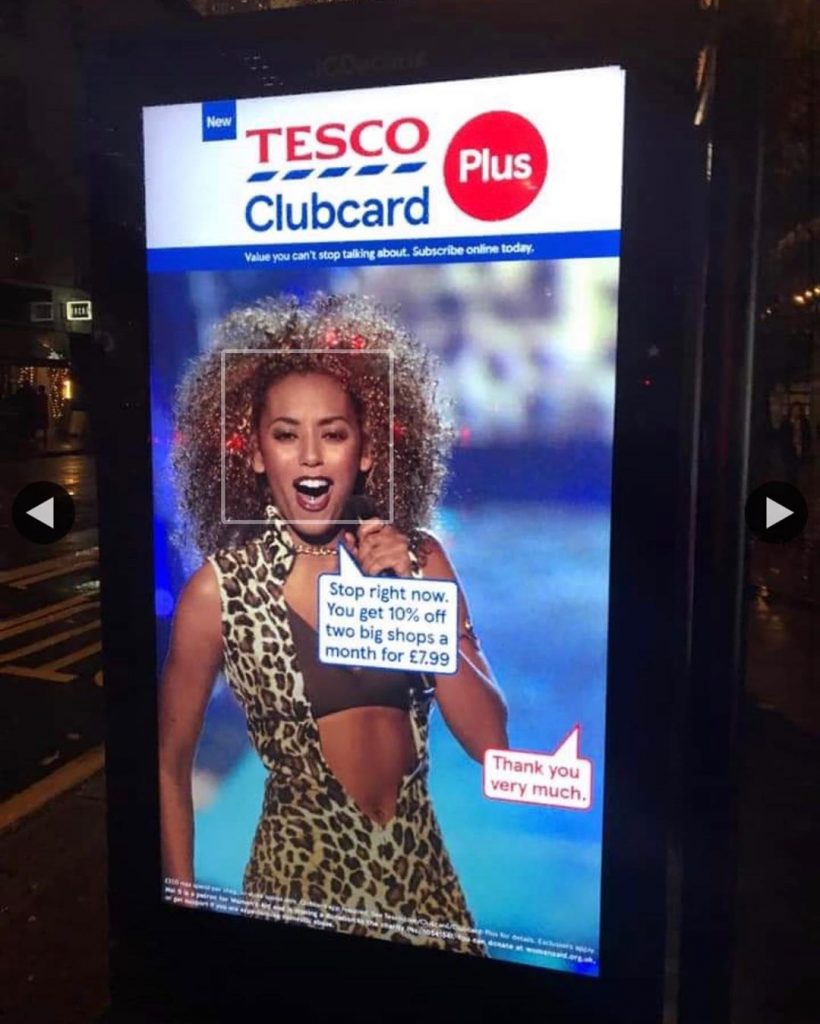 Mel B Tesco advert, Mel B, tesco, advert, campaign, bus stop, picture, Clubcard Plus, complaint, CEO, tweet, Instagram