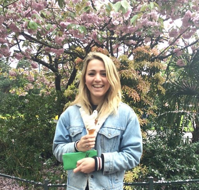 Image may contain: Grove, Girl, Jacket, Woodland, Land, Nature, Forest, Coat, Arbour, Grass, Female, Human, Person, Garden, Blossom, Flower, Tree, Outdoors, Apparel, Clothing, Bush, Plant, Vegetation