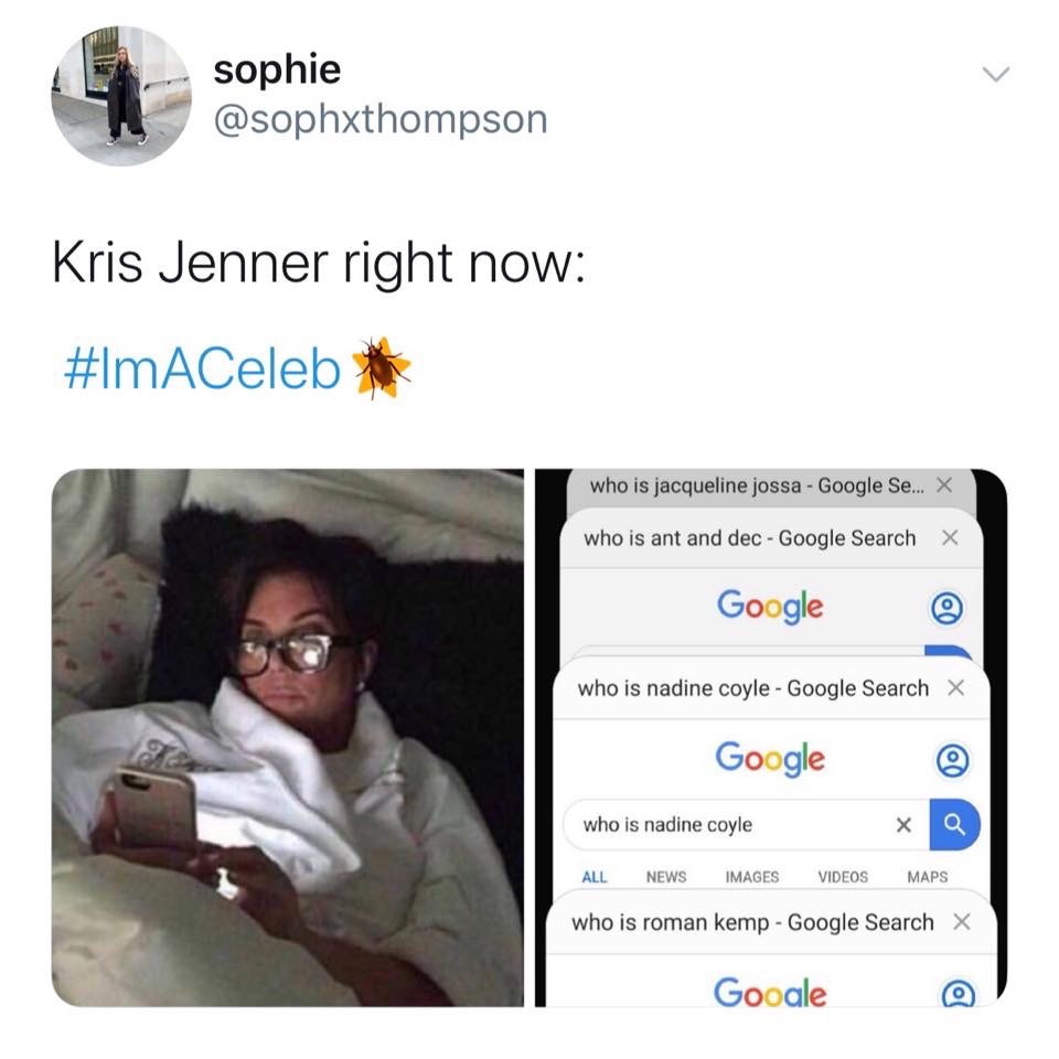 I'm A Celeb memes, I'm A Celebrity Get Me Out of Here, memes, reactions, last night, first episode, James, Ant, Kate Garraway, Bruce, Caitlyn Jenner, Kris Jenner, Ian Wright, funny