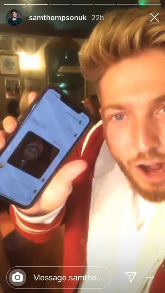 Made in Chelsea, Sam Thompson, Zara McDermott, Patrice Evra, Brandon Williams, DMs, Instagram, messages, texts, girlfriend