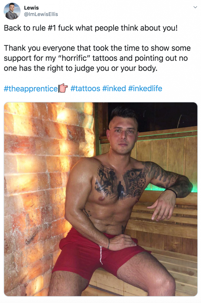 Lord Sugar, Lewis Ellis, tattoos, The Apprentice, Twitter, argument, Sir Alan, beef, drama, spat
