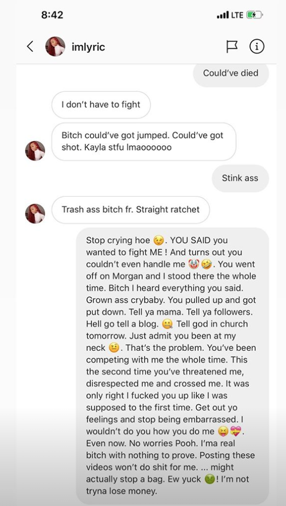 Kayla Nicole fighting, Kayla Nicole Jones, NicoleTV, imlyric, fight, video, Twitter, viral, screenshots, messages, footage, watch