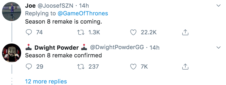 Game of Thrones remake, Game of Thrones, GoT, remake, season 8, theories, cryptic tweet, Twitter, Winter is Coming