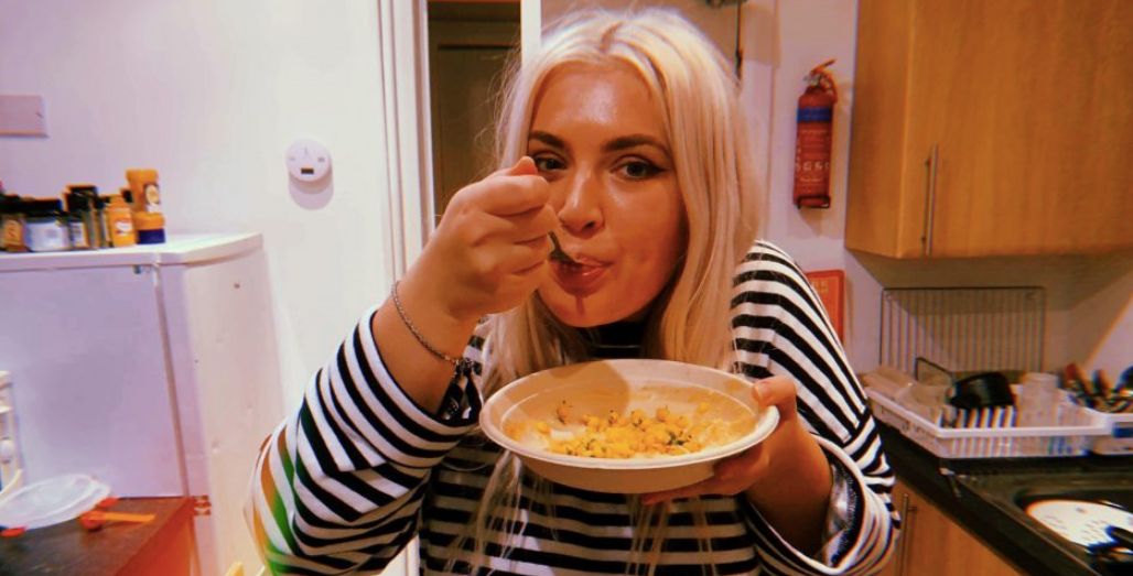 Image may contain: Woman, Girl, Female, Food, Eating, Bowl, Face, Human, Person