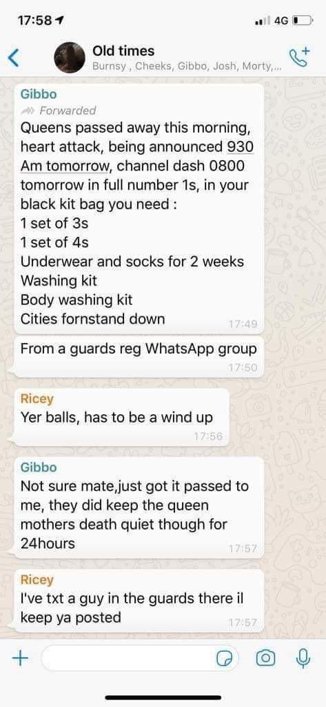 is the Queen dead memes, queen elizabeth, the queen, death, memes, Twitter, explained, Old Times, group chat, WhatsApp, Gibbo, Ricey, Burnsy, Cheeks, Josh, Morty, viral, debunked, Buckingham Palace, kit bag, list,