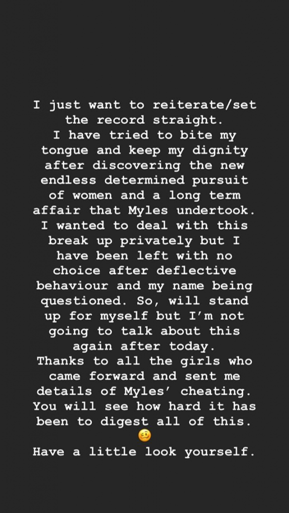 Gabby Allen, Myles Stephenson, ex, girlfriend, boyfriend, cheating, claims, messages, screenshots, leaked, texts, sexts, women, girls, I'm A Celebrity, Love Island, break up, split, Instagram