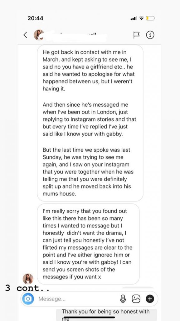 Gabby Allen, Myles Stephenson, ex, girlfriend, boyfriend, cheating, claims, messages, screenshots, leaked, texts, sexts, women, girls, I'm A Celebrity, Love Island, break up, split, Instagram