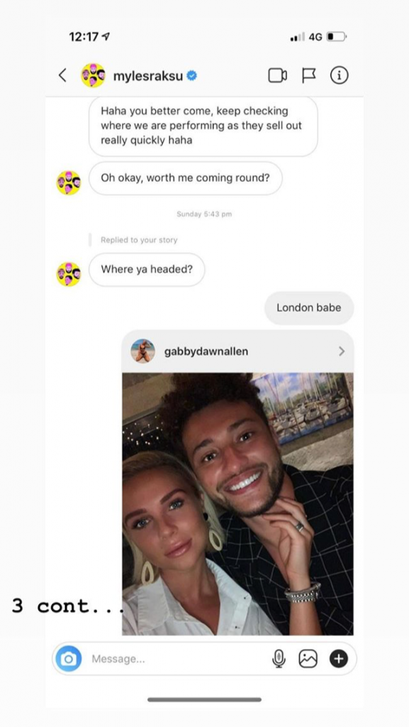 Gabby Allen, Myles Stephenson, ex, girlfriend, boyfriend, cheating, claims, messages, screenshots, leaked, texts, sexts, women, girls, I'm A Celebrity, Love Island, break up, split, Instagram
