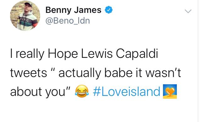 Love Island, memes, meme, reaction, Twitter, funny, savage, winter, winter love island, south africa, cape town, Lewis Capaldi, Paige