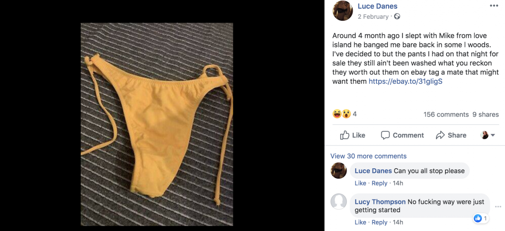 Love Island gossip, Love Island, winter, gossip, news, latest, 2020, Mike, Luce Danes, model, ebay, selling, underwear