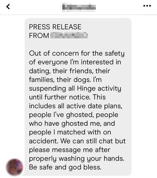 coronavirus covid-19 tinder opening lines
