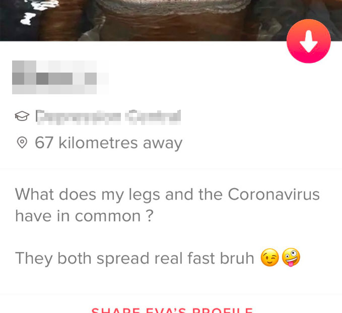 coronavirus opening line tinder