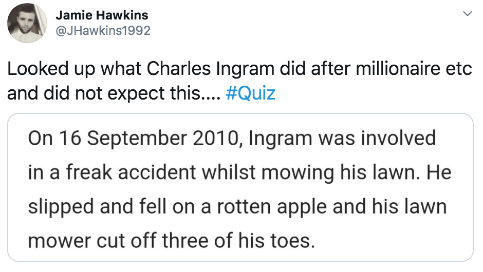 Quiz, ITV, memes, Who Wants To Be A Millionaire, coughing scandal, Twitter, reactions, Charles Ingram, Diana Ingram, Chris Tarrant, Michael Sheen