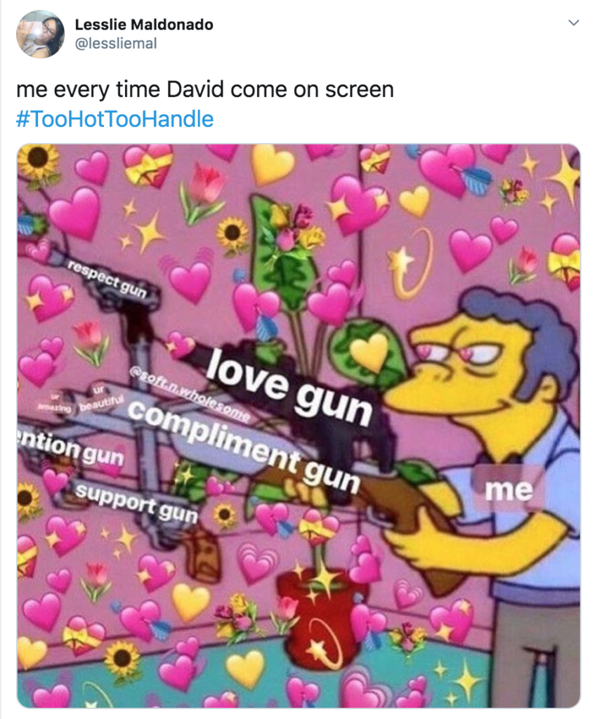 Too Hot To Handle, memes, Netflix, meme, reaction, Twitter, David