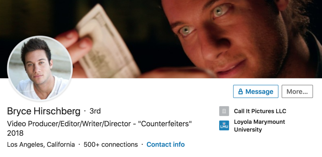 Bryce Hirschberg, LinkedIn, profile