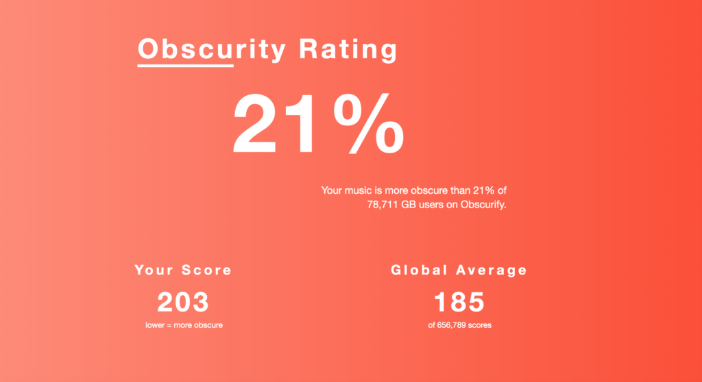 Obscurify, Spotify, obscure, music, taste, rating, percentage, score, how it works, get, here, website