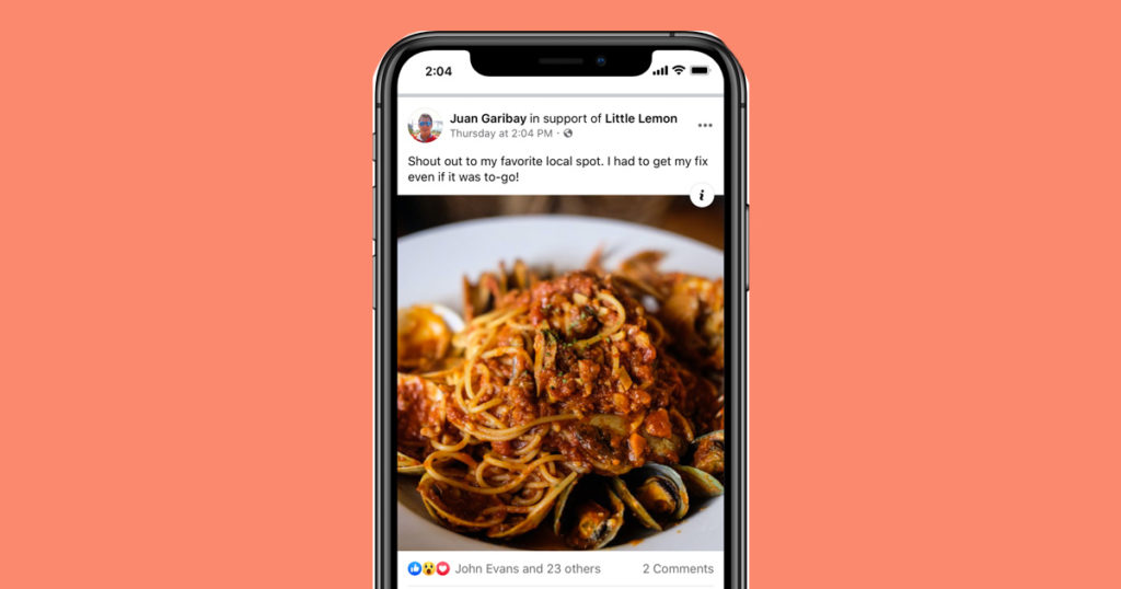 Facebook, in support of, local business, small, businesses, filter, sticker, post, tag, feature, update