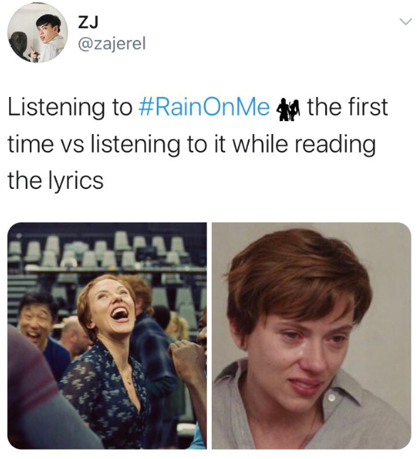 Rain On Me memes and reactions