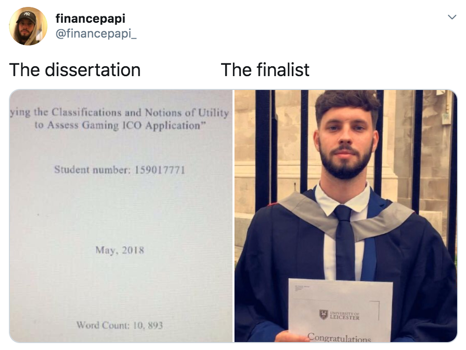 The Dissertation, The Finalist, The Graduate, memes, meme, viral, Twitter, diss, hand in, picture