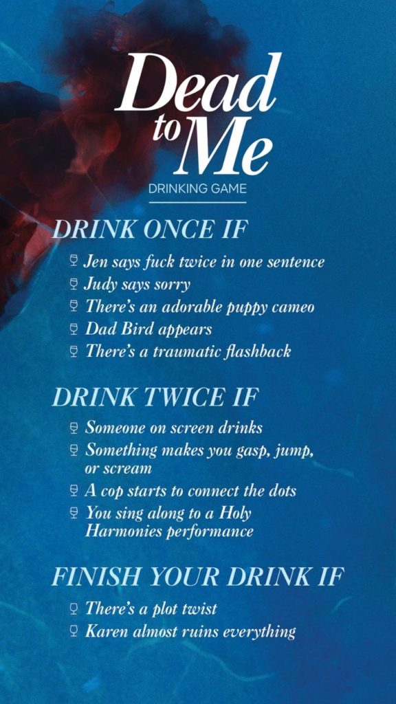 Dead To Me, Netflix, drinking game, season two, how to play, game, rules, orange wine