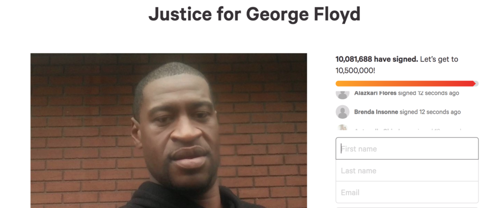 George Floyd, petition, change.org, sign, where, how, signatures, most, history, biggest
