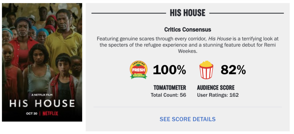 His House, reviews, review, Netflix, reactions, Rotten Tomatoes, critic, film, movie, horror, score, rating, Twitter