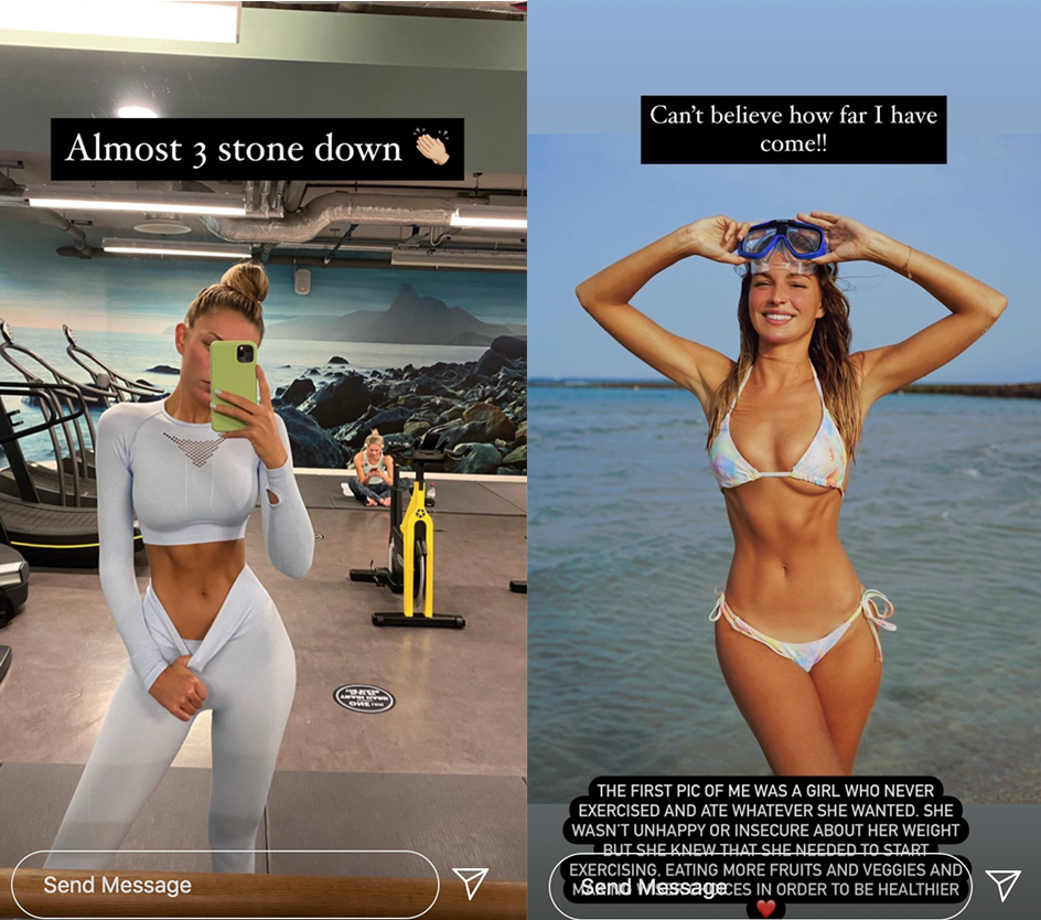 Zara McDermott, weight loss, Instagram, story, post, back lash, response, Twitter