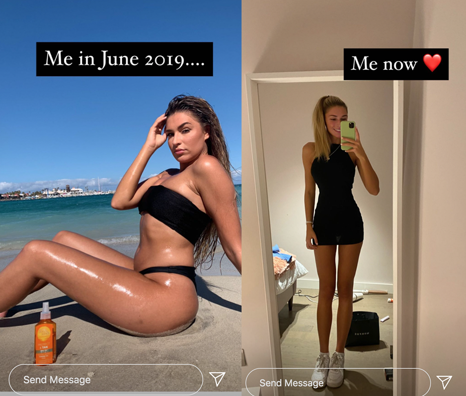 Zara McDermott, weight loss, Instagram, story, post, backlash, response, Twitter