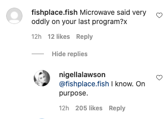 why does nigella lawson say microwave like that