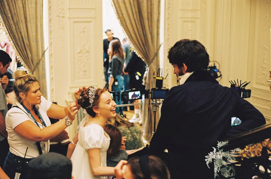 bridgerton cast, behind the scenes, pics, photos