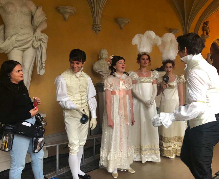 bridgerton cast, behind the scenes, pics, photos