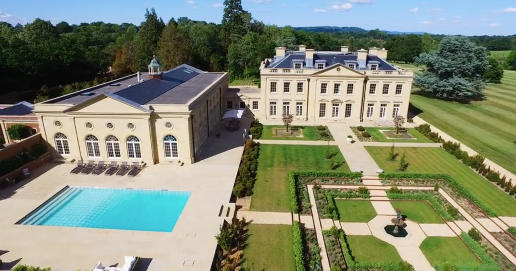 swimming pool, gardens, large house