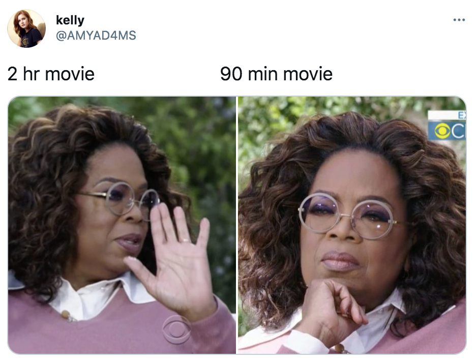 Netflix, movies under 90 minutes, movie, film, category, meme, Oprah