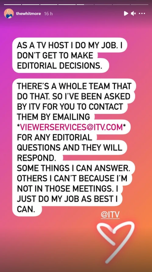 Laura Whitmore tells viewers to make complaints to ITV over the Love Island reunion 2021 episode