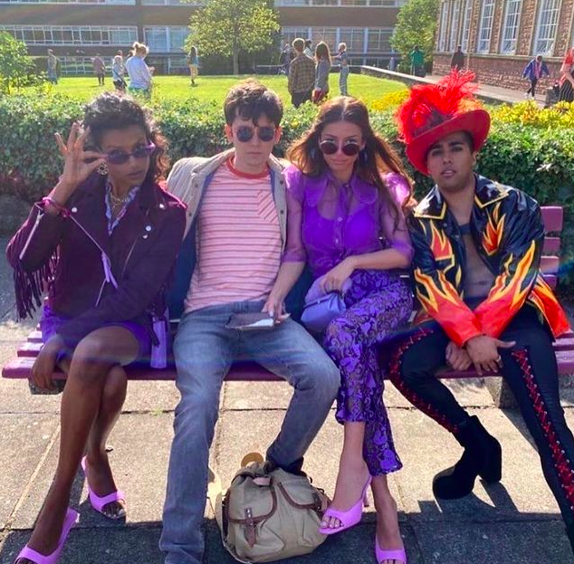 Behind the scenes pictures of the cast of Sex Education on Netflix