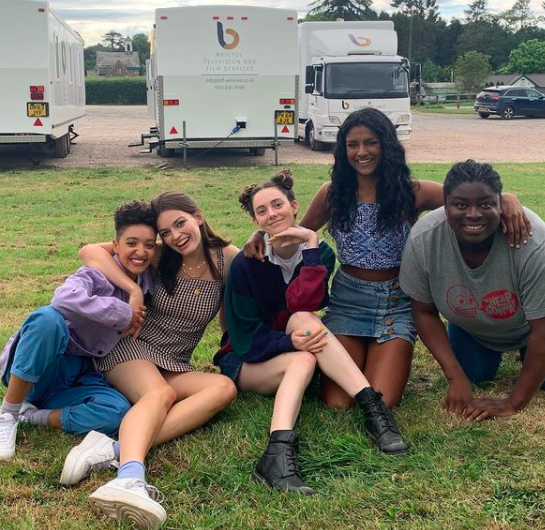 Behind the scenes pictures of the cast of Sex Education on Netflix