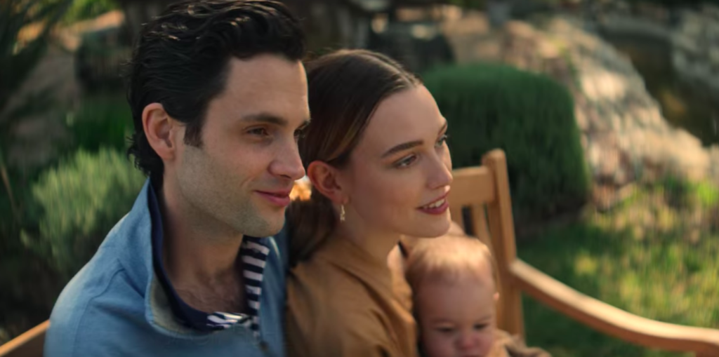 Joe Goldberg and Love Quinn in YOU on Netflix