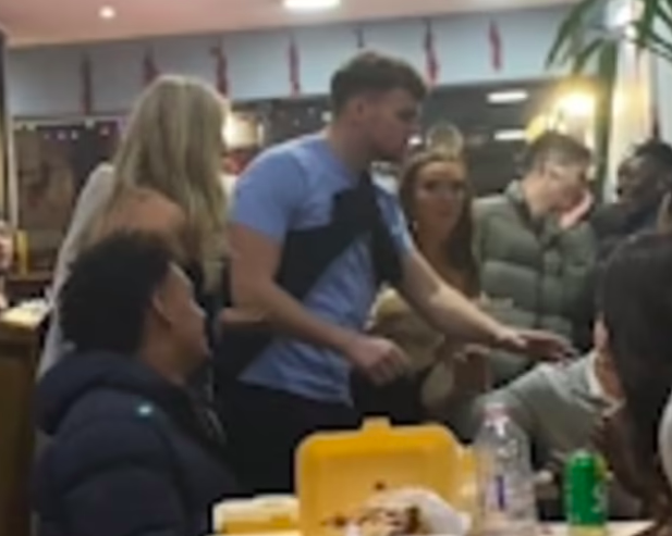 Love Island star Hugo Hammond has been seen in a row in a kebab shop over some chips