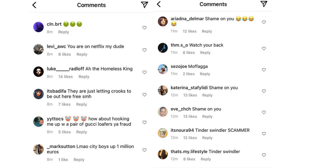 The Instagram account belonging to The Tinder Swindler Simon Leviev today