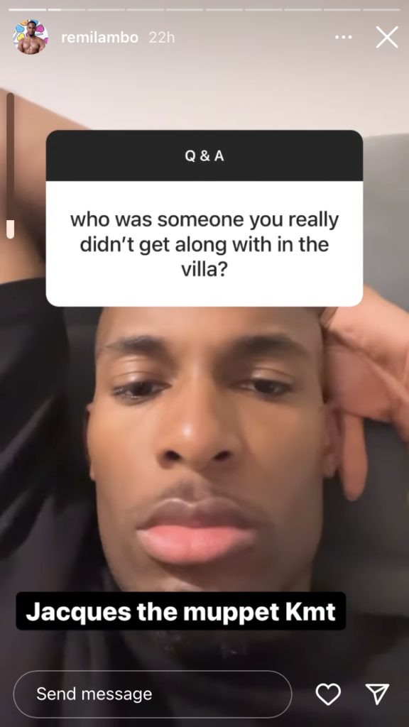 Dumper Islander Remi has said he didn't get on with fellow Love Island 2022 cast member Jacques
