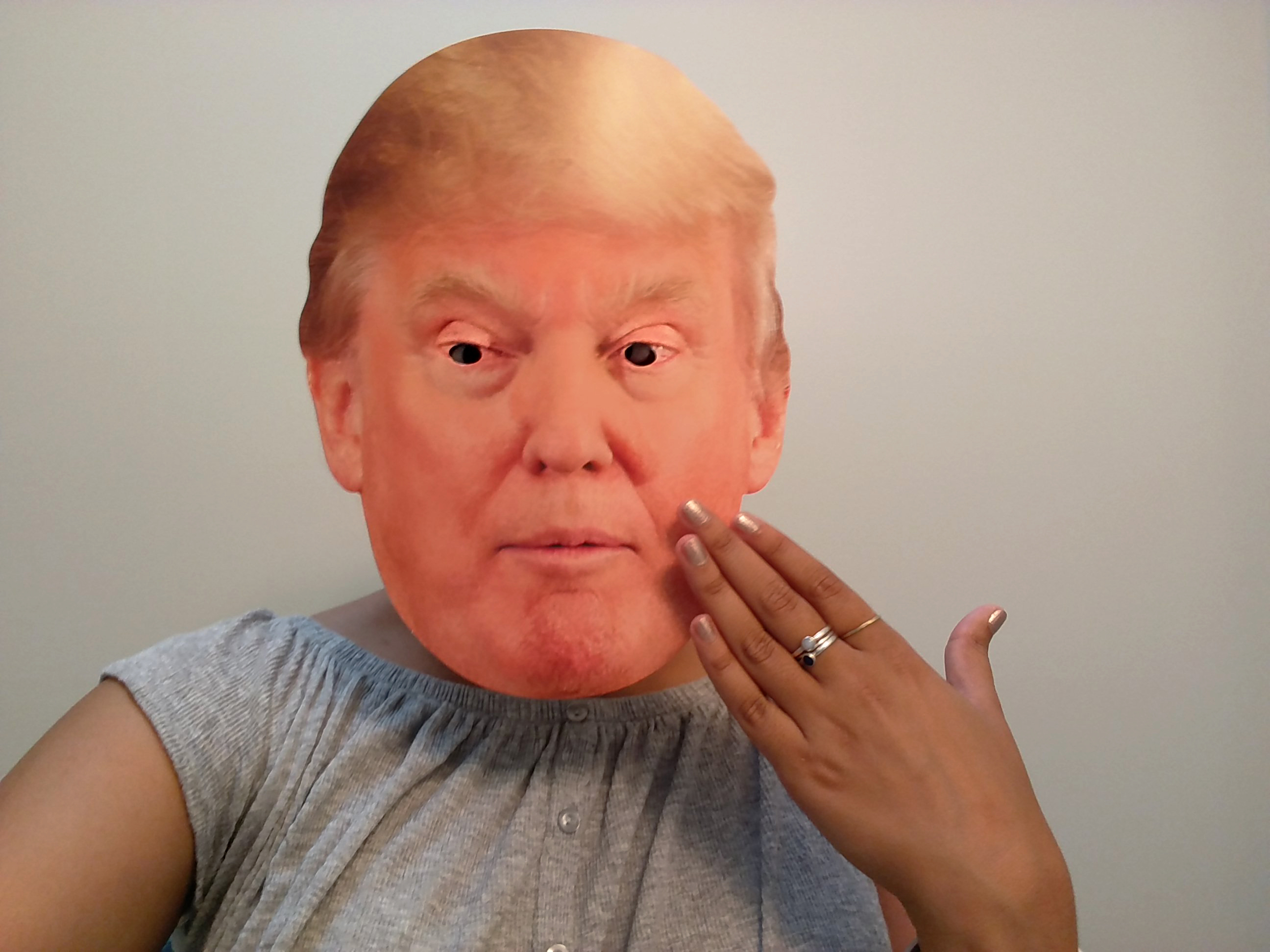 Checking that the new nail polish doesn't clash with cheeto skin tone.