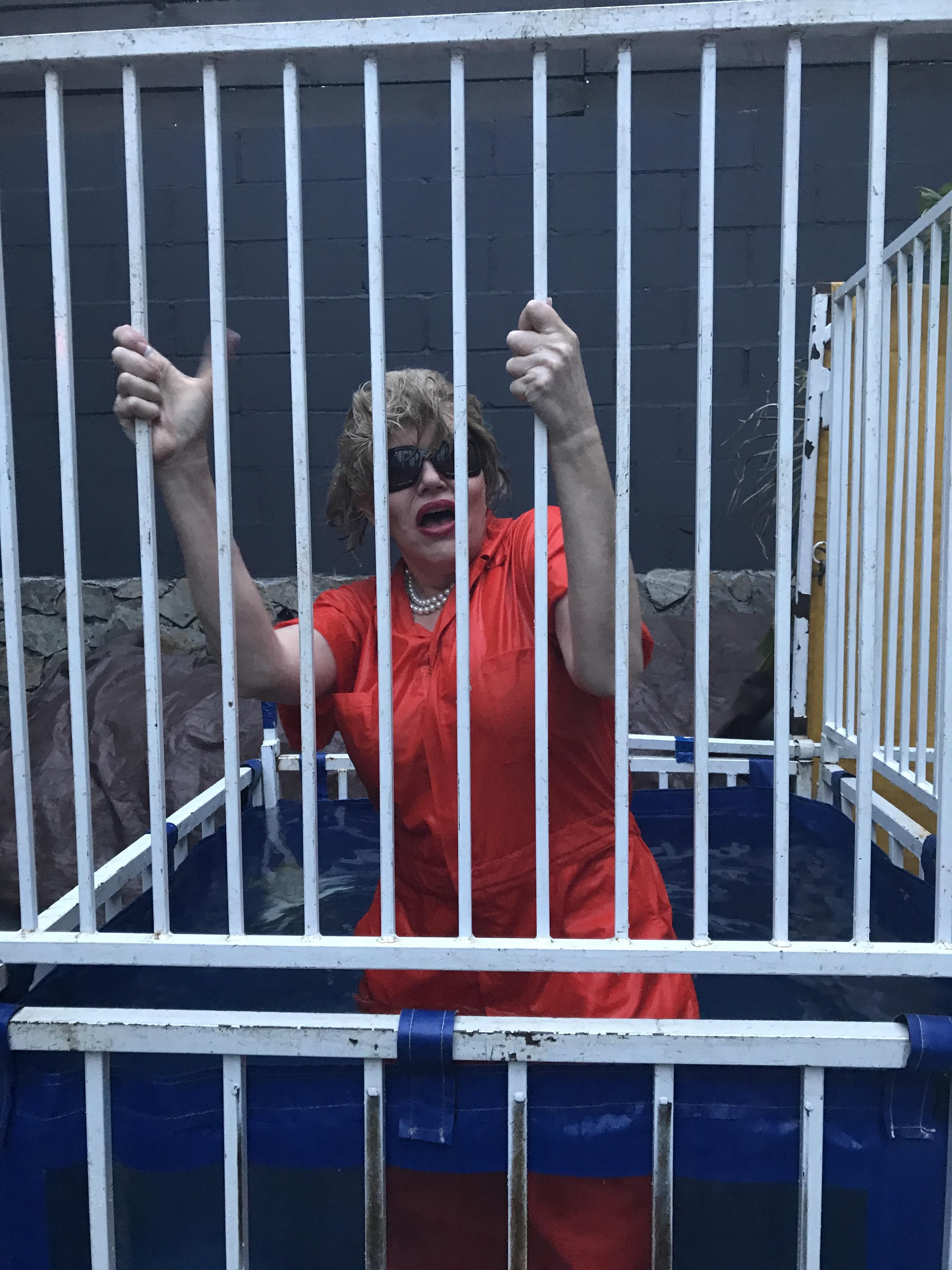 'Hillary Clinton' after getting sank in the dunk tank