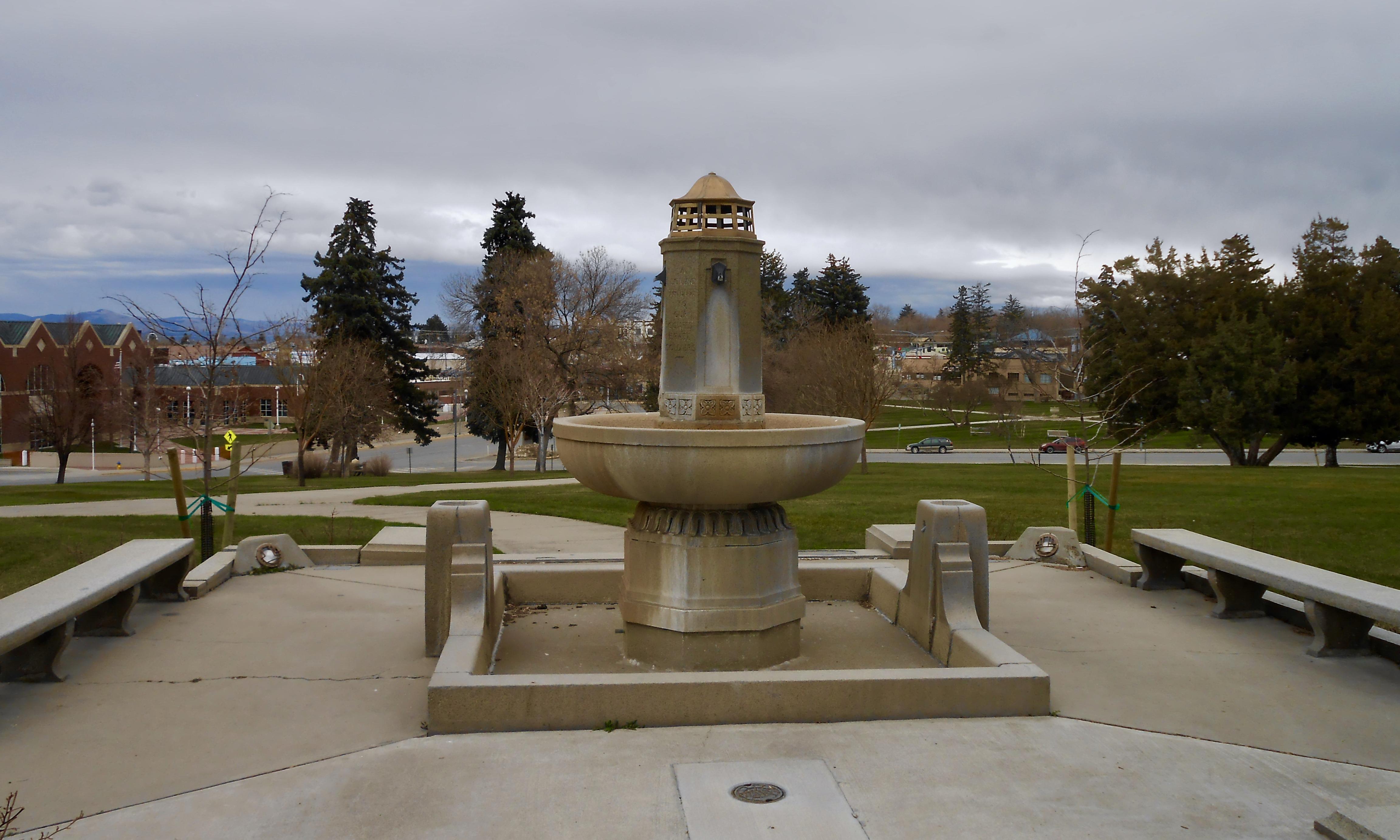 Pretty fountain for some ugly history