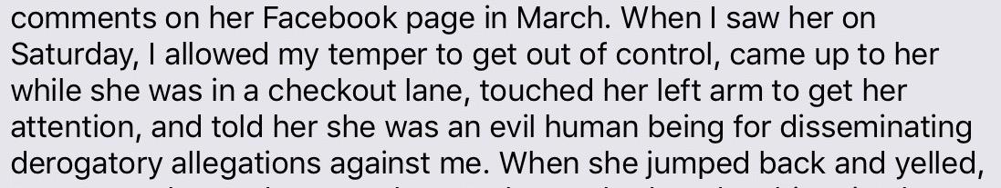 An extract of the message Morelock sent to Kayla's mom