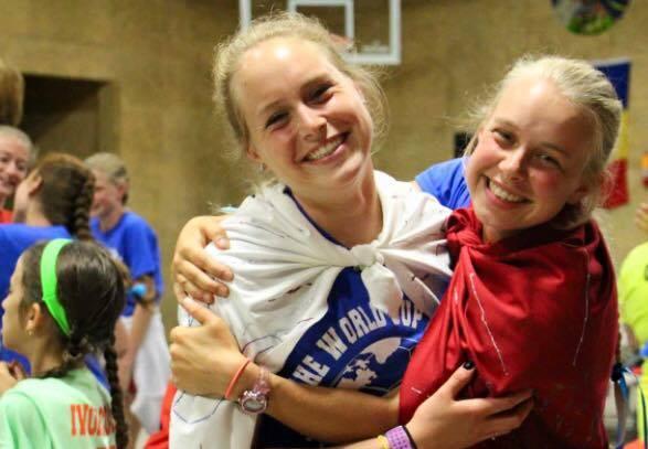 Lauren, right, at camp with friends