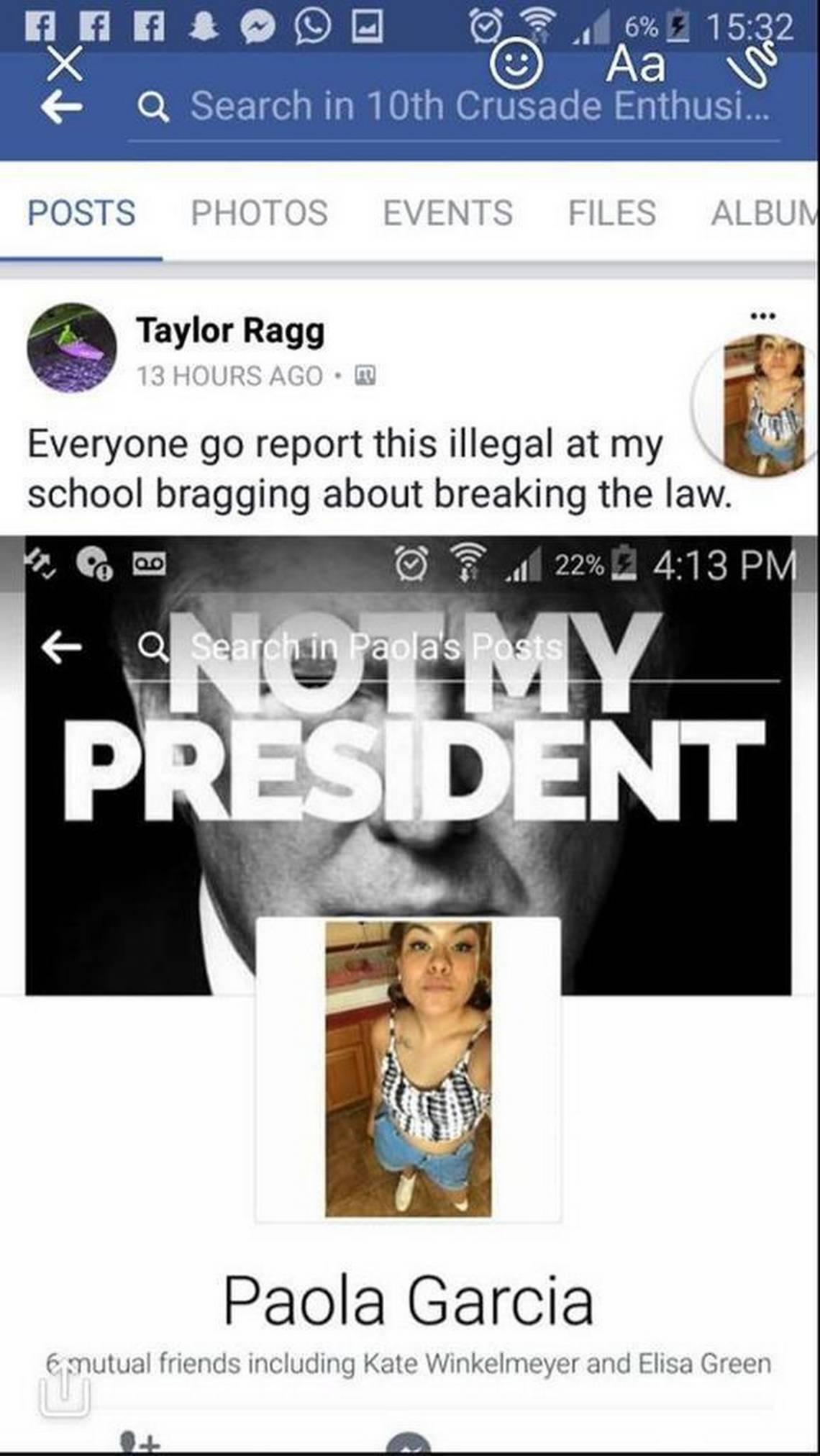 Taylor Ragg posting about Paola Garcia