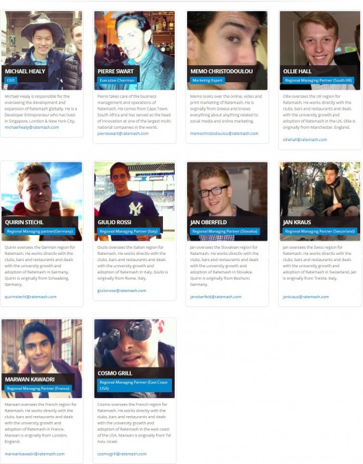 Ratemash employs six people including Michael Healey (top left)