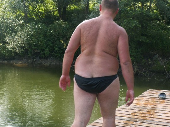 See? He's going for a swim! Fat people AREN'T lazy