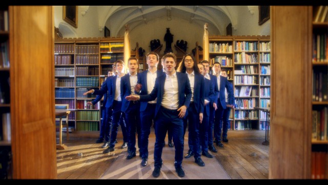 Out of the Blue, a group of posh toffs from Oxford University have released the most cringeworthy Christmas single of all time - an all-male choir rendition of 'Santa Baby.' See SWNS story SWCRINGE. Out of the Blue, a 12-piece a cappella group, shot a cheesy video for the festive hit which captured them in action all over famous Oxford landmarks - serenading each other. The lyrical lads donned blue suits and Santa hats for the quirky rendition of Eartha Kitts much-loved classic and combined tight harmonies with outrageous choreography. Last year, they racked up over SIX MILLION views with a cover of ShakiraÃs ÃHips donÃt lieÃ which made a whopping Ã10,000 for a childrenÃs hospice. Helen and Douglas House, in Oxford, was the first hospice for children in the world, and running purely on donations, has benefitted hugely from the groupÃs fundraising efforts.